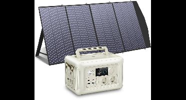Draagbare Powerstation - Powerbank - Stroomgenerator - Generator - 600W Vermogen – met 200W Zonnepaneel - Generatoren - LiFePO4 Batterij – UPS & MPPT Technologie – Geschikt voor Outdoor & Noodstroomvoorziening