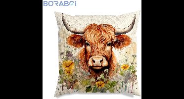 Kussensloop - Hooglanders - 45x45 cm - Katoen en Linnen