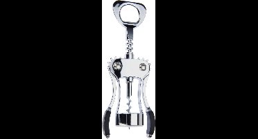 Cookinglife Kurkentrekker met Vleugelhevel – Robuust Design & Comfortabele Handgrepen – Inclusief Flessenopener – Voor Wijn & Bierflessenr - Wine Opener -Beer Opener - RVS Zilver - Stevig Ergonomisch Handvat - 23 cm