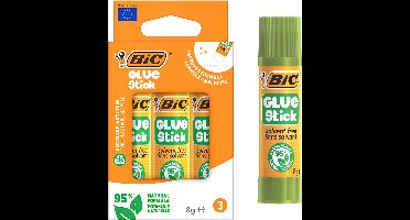 BIC ECOlutions Lijmstift 8g - 3 Stuks - 95% Natuurlijk - Mini Lijm School Knutselen