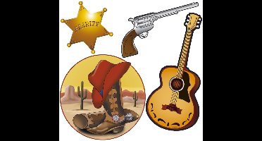 Cowboy/Western wilde westen thema decoratie pakket - 12x - versieringen - 40 cm - karton - feestartikelen