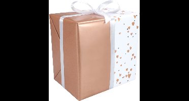 Cadeaupapier 30cm 100m 80gr/m Wit met hearts bronze