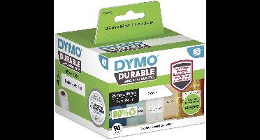 DYMO originele Duurzame LabelWriter labels | 25 mm x 89 mm | Witte Poly | 2 rollen met elk 350 labels (700 zelfklevende etiketten) | Stevige labels voor de LabelWriter labelprinters