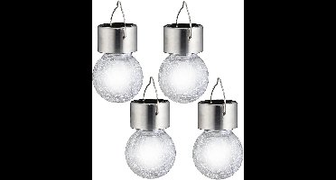Cepewa Solar party verlichting hanger voor buiten - 4x - 13 cm - LED-verlichting - Tuinverlichting - Tuindecoratie - Feestverlichting - wit licht