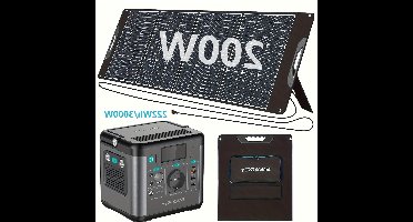 Powerstation – Draagbare Generator – Mobiele Stroomvoorziening – Zonne-energiecentrale – Noodstroombackup – 300W AC Uitgang – 200W Zonnepaneel Met 222Wh Lithiumbatterij
