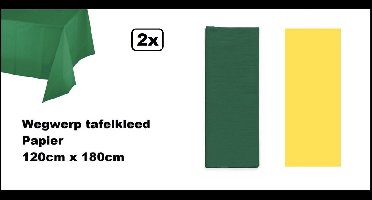 2x Tafelkleed papier groen en geel 120cm x 180cm - wegwerp - Thema feest festival thema feest evenement gala