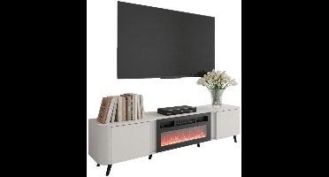 Tv-meubel Curve 200 cm breed taupe met sfeerhaard
