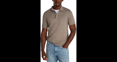 Cotton Blend Polo Shirt Classic Short Sleeve - Brown
