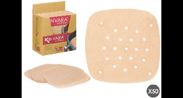 Kinvara - 50 Stuks Airfryer Bakpapier Vellen - Vierkant - Geschikt voor XL & XXL Airfryers - Universeel