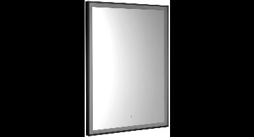Aqualine - Spiegel met LED-verlichting, 80x60 cm, touchsensor, mat zwart CN060
