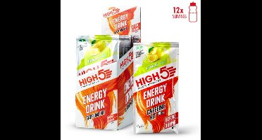 HIGH5 - Energydrink - 12 x 47g - Met cafeïne (140mg) - Lemon smaak - Isotone Energiedrank - Electrolyte - Elektrolyten + Koolhydraten Sportdrank - 2 : 1 fructose