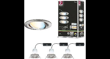 LED-inbouwlamp Nova Coin rond 84mm 50° Tunable White 3x6W 3x530lm 230V Staal geborsteld Aluminium