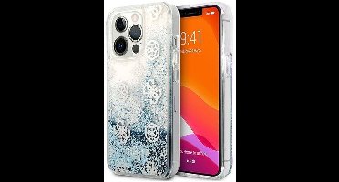 Guess Peony Liquid Glitter | iPhone 13 Pro-hoesje - BLAUW