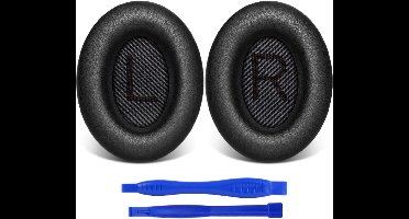 Lederen Set Oorkussens Geschikt Voor Bose Koptelefoon QuietComfort 35, QC35/QC35II/QC45/QC25/QC2/QC15/Soundtrue/Soundlink Around-Ear II AE2 headphones, Vervangende Kussens Voor Hoofdtelefoon - Zwart - 1 Paar