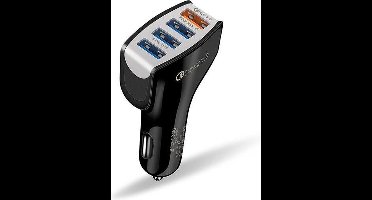 DrPhone QC5 Pro - 4 Poorten USB Lader - 12V/24V - Qualcomm 3.0 - 4 Poorten Auto lader – Auto Oplader - Voor Tablets / Smartphones - Zwart