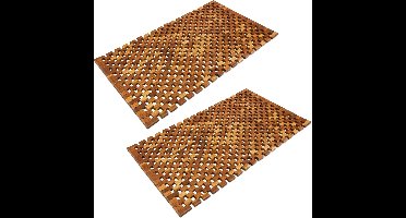 Deuba Badmat – FSC®-gecertifieerd Blokjespatroon 80x50cm - Acaciahout