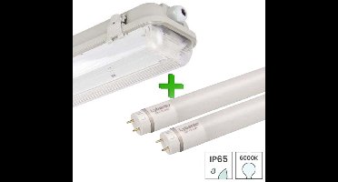 Lybardo - TL Lamp 60cm Prof - IP65 Armatuur incl. 2 LED Buizen - 9W - 6000K Daglicht Wit Licht - 860