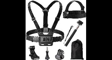 YONO Accessoires Set geschikt voor GoPro Hero 13 12 11 10 - Chest Mount - Stick - Hoofdband - Tas