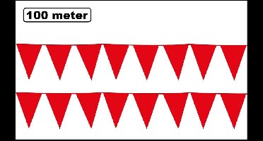 100 meter vlaggenlijn rood - 10 stuks van elk 10 meter - Festival red verjaardag thema feest versiering vlaglijn