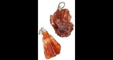 Calciet rood ruw edelsteen hanger