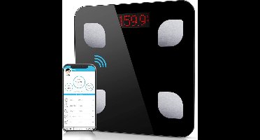 Slimme Weegschaal met Lichaamsanalyse – Digitale Personenweegschaal met App – Bluetooth Smart Scale – 8 Lichaamswaardes – Voor iOS & Android – Vetpercentage – 150 kg