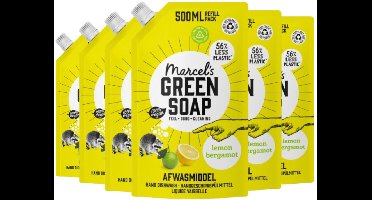 Marcel's Green Soap Afwasmiddel Navulling - Citroen & Bergamot - 6 x 500ml