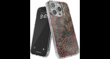 Diesel Oval D Camo Telefoonhoesje iPhone 15 Pro – Camouflageprint en Rood Diesel Logo – Valbescherming tot 2 Meter – Shockproof – Origineel Diesel Accessoire met D-Logo