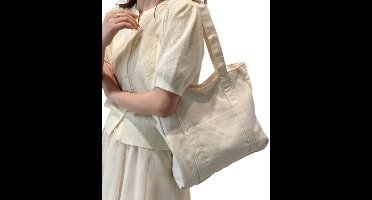 S&E Canvas College Tote – Groot, Licht & Ideaal voor School - Beige