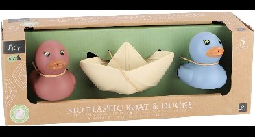 Jipy bioplastic badeendjes en bootje - duurzaam badspeelgoed set.