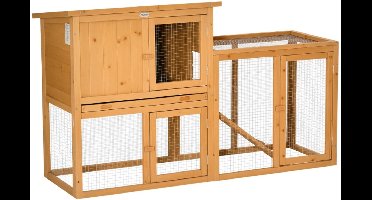 Konijnenhok - Voor buiten - Weerbestendig - Konijnenren - Kooi - Groot konijnen Hok - Bruin