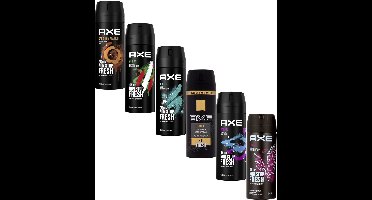 Axe Deodorant Spray 12 stuks - Voordeelverpakking Deo - 2X Dark Temptation - 2x Africa - 2x Apollo - 2x Gold - 2x Marine - 2x Excite