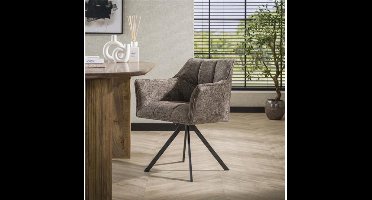 Eetkamerstoel Raster draaibaar - Hoven taupe - eetkamerstoelen set van 2