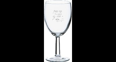 Gegraveerde wijnglas 24.5cl Pas op 3x nee is GHB