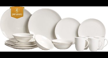vtwonen - Basic - voor 4 Personen - Serviesset - Wit - Porselein - Servies