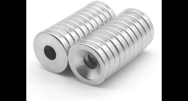 Verzonken Neodymium Schijfmagneet – 18×3 mm met 5 mm Middengat – 10ST