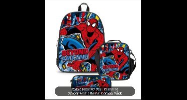 15.4 inches 39cm 3pcs Spider-Man, Boys and Girls Backpack Lunch Box Pencil Case Set Perfect for Travel Camping Shoulder Bag Casual Cartoon Backpack with Padding and Adjustable Straps, Stylish, Durable, Practical Spider-Man Element Pattern, For Teenag