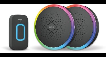 ELRO DB5000 Draadloze Deurbel Set – Multi Colour LED – 2x Ontvanger op batterij – 300M Bereik – IP44 Waterdicht – 61 Melodieën