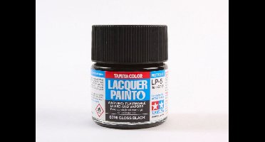 Tamiya Hobbyverf Enamel verf - LP-5 Black - Satin - Lacquer Paint - Verf potje - 10 ml