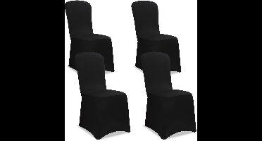Stoelhoes Set van 4 - Stretch Kreukvrij - Zwart