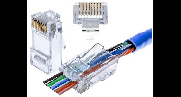 DANICOM UTP CAT5e RJ45 Doorsteek Connector - Pass through voor soepele en stugge kern - 10 stuks
