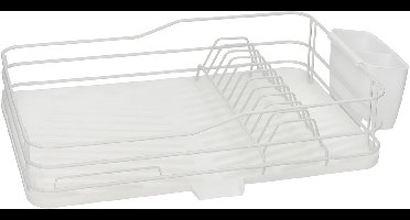 Gerimport Afwas afdruiprek met lekbak - wit - kunststof - 43x29x10 cm