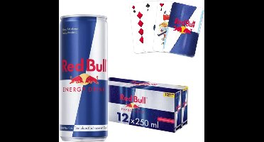 Red Bull Energy Drink - Original Energiedrank - Redbull Energie Drink - 12x250 ml (3000ml) + Red Bull Kaartspel