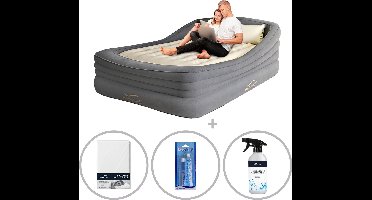 AeroRest Prime Frame 2-persoons luchtbed - Extra lang | 210 cm | Inclusief bijpassend hoeslaken + luchtbedverfrisser + reparatiekit | Ideaal luchtbed voor langere personen | 2-in-1 luchtbed