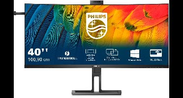 Philips 40B1U6903CH 6000 Series - LED-monitor - gebogen - USB - 39.7" - 5120 x 2160 WUHD @ 75 Hz - IPS - 300 cdm² - 1000:1 - HDR10 - 4 ms - Thunderbolt 4, 2xHDMI, DisplayPort - luidsprekers - textuurzwart