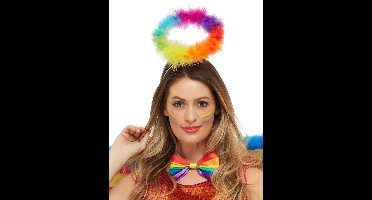 Smiffys - Rainbow Angel Halo Kostuum Haarband - Regenboog