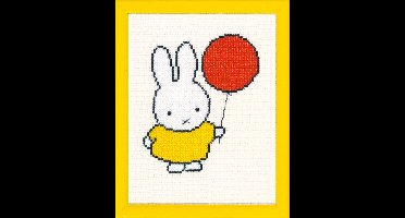Pako Borduurpakket met telpatroon - Nijntje met ballon, Dick Bruna - 211.602 - voorgesorteerd garen -Aida - 13 x 17 cm - DIY kit