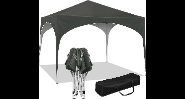WARRAICH-Opvouwbare gazebo 3x3m, waterdicht en zonwerend, Oxford-stof met metalen frame, grijs