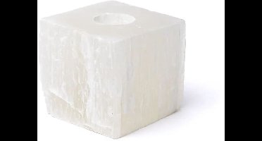 Seleniet theelichthouder vierkant 10 x 10 cm. - Sfeerlicht Seleniet