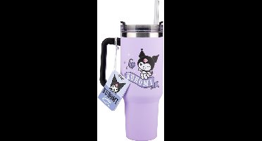 Hello Kitty Kuromi beker - geïsoleerd met rietje en handgreep - 900 ml