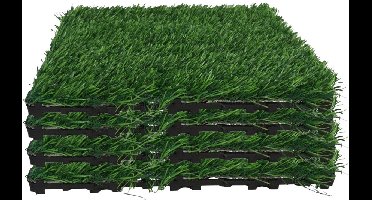 Gerimport Vlondertegel kunstgras - 4x - groen - kunststof - 30 x 30 cm - tuintegel